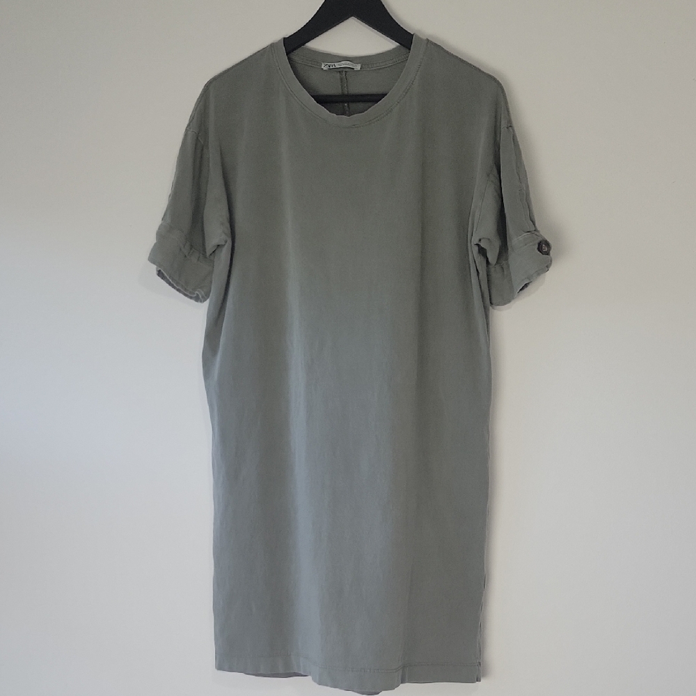 ZARA WOMEN'S TEE SHIRT DRESS GREY SIZE SMALL